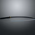 Traditional Japanese Samurai Sword With Black Scabbard And Golden Handle On Smooth Surface