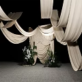 Elegant Wedding Decor With Flowing White Drapes Decorative Backdrop And Flowers 3d model