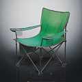 Green Folding Chair With Metal Frame Cup Holders On Armrests And Modern Design