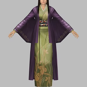 Cartoon Japanese beauty Japanese beauty woman kimono woman girl ancient cartoon animation film 3d model