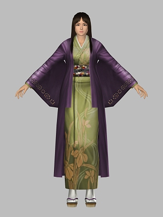 Cartoon Japanese beauty Japanese beauty woman kimono woman girl ancient cartoon animation film 3d model