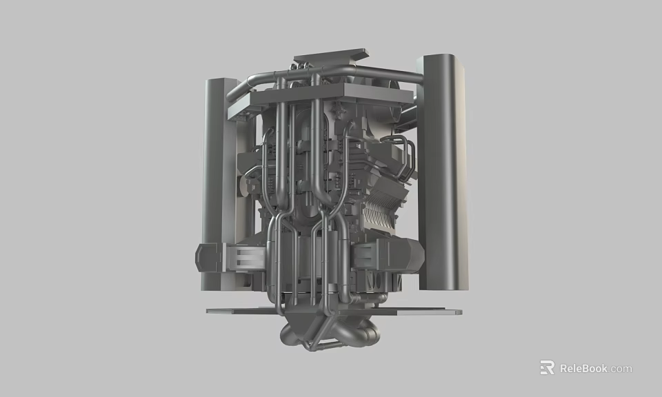 Industrial Mechanical Component With Metal Pipes Frame And Structural Design 3d model 
