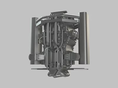 Industrial Mechanical Component With Metal Pipes Frame And Structural Design 3d model