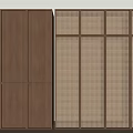 Dark Brown Wooden Wardrobe With Light Lattice Door And Panel Design For Modern Home