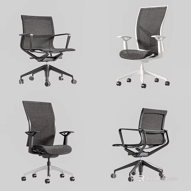 Modern Office Chair With Mesh Material Adjustable Armrests And Rolling Wheels 3d model 