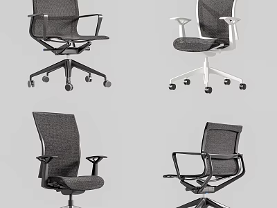 Modern Office Chair With Mesh Material Adjustable Armrests And Rolling Wheels 3d model
