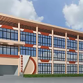 Multi Story School Building Featuring Orange White Exterior Balconies Black Railings Large Windows