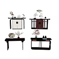 Stylish Console Table Designs With Decorative Plants And Elegant Ornaments 3d model
