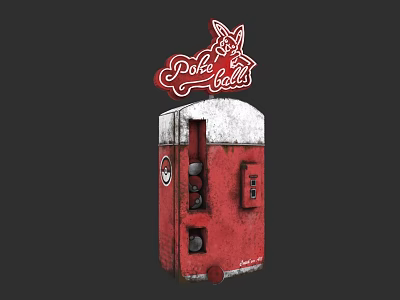 Red Pole Cat Electric Toys Vending Machine With Retro Design And Playful Logo 3d model
