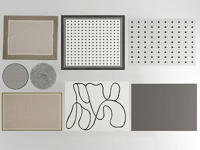 Stylish Rugs With Various Shapes And Modern Pattern Designs For Home Decor 3d model