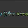 Natural Wood and Colorful Stone Pieces with Blue White Gray Green Color Variations