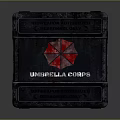 Black Medical Supplies Box With Orange Stripes And Red Warning Logo