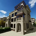 Classical Detached Villa Exterior With Balconies Large Windows And Landscaped Garden