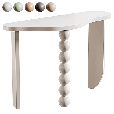 White Modern Vanity Table With Unique Spherical Legs And Sleek Curved Top 3d model