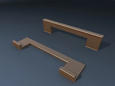 Bronze Metal Cabinet Handles With Rectangular Design For Furniture Doors 3d model