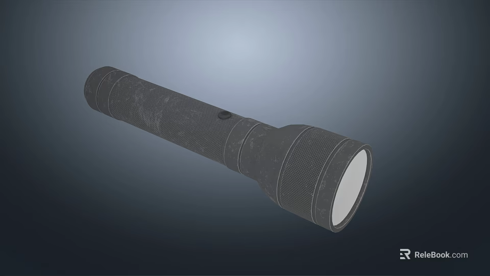 Black Tactical Flashlight With Textured Grip And Adjustable Focus Lens 3d model