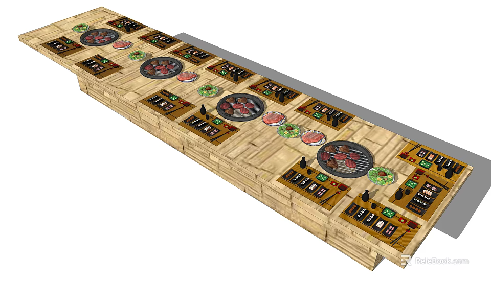 Wooden Equipment Console With Multiple Circular Dials And Control Buttons 3d model