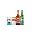Refreshing Beer Drinks With Cans And Bottles On Light Blue Background