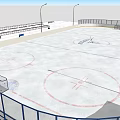 Outdoor Ice Hockey Rink With Fencing Goal Net And Hockey Sticks For Fitness Training