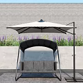 Outdoor Swing Chair With Umbrella Purple Flowers Gray Wall And Mat