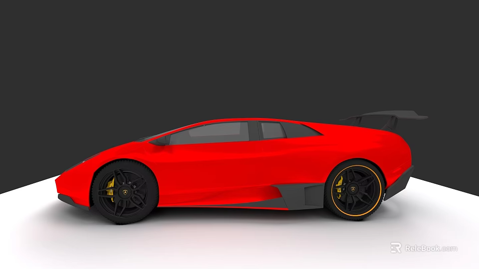 Red Sports Car With Sleek Aerodynamic Body Black Alloy Wheels And Rear Spoiler 3d model 
