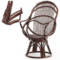 Comfortable Wicker Leisure Chair With White Cushion Brown Armrests And Strong Frame