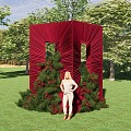 Deep Rose Red Shape Cloth Mantle Natural Floral Wedding 3d model