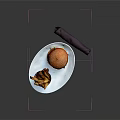 Delicious Hamburger With Crispy Fries Served on White Plate And Purple Napkin