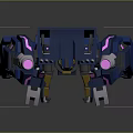 Futuristic Blue Robot Model Featuring Mechanical Armor Pink Accents And Yellow Details