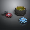 Colorful Mechanical Gears And Black Circular Component Featuring Red Blue Gray Parts