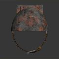 Weapon Helmet Featuring Rusty Metallic Texture Worn Surface and Strap Details