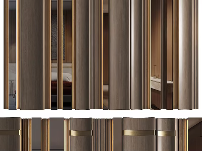 Elegant Luxury Kitchen Interior With Gold Accents And Wooden Cabinets 3d model