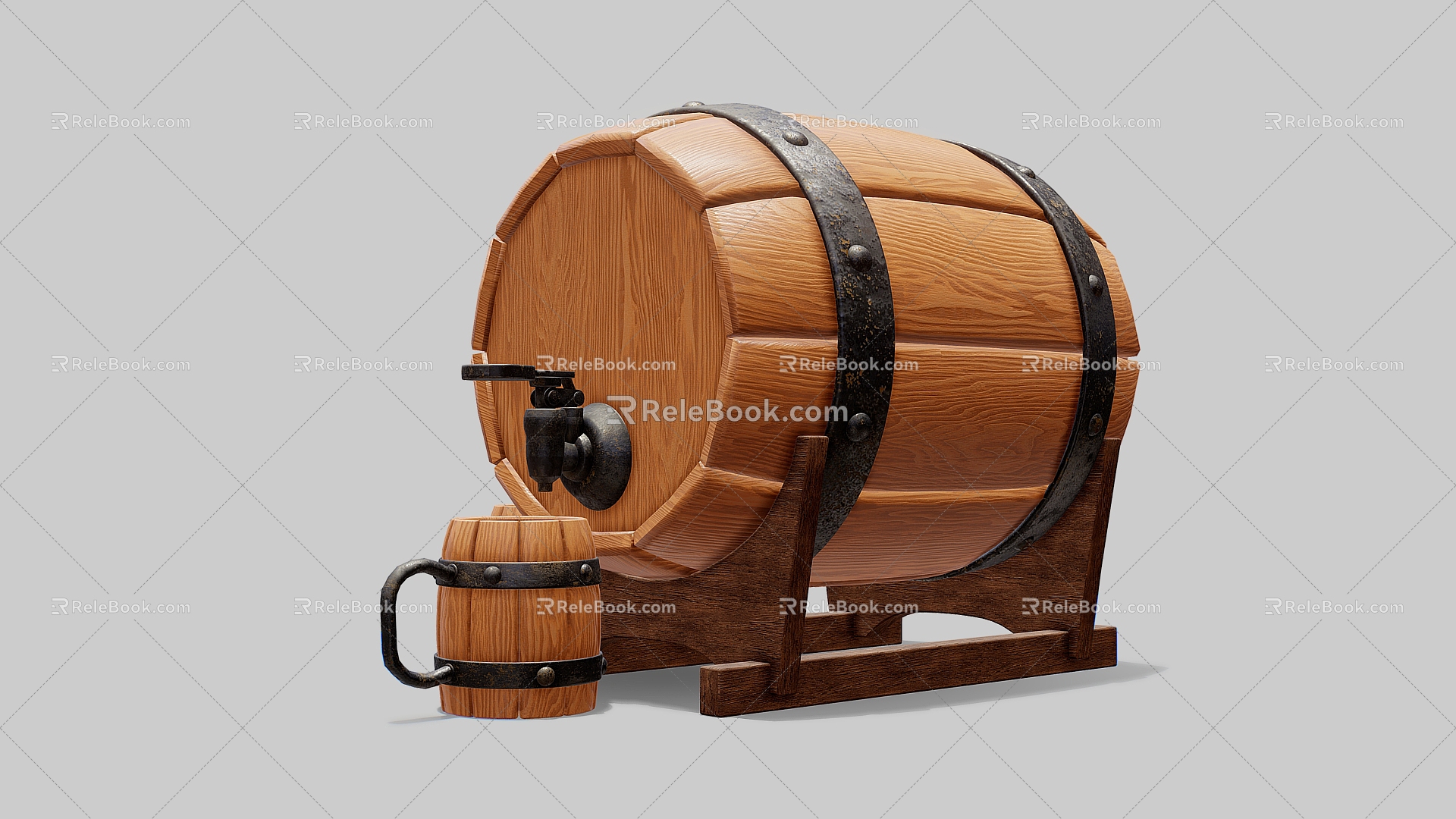 Wine cask cask glass 3d model