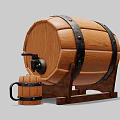 Industrial Wooden Barrel Storage Equipment with Metal Hoops Stand and Small Cask Tap
