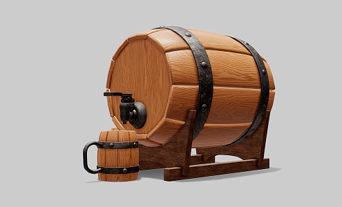 Wine cask glass 3d model