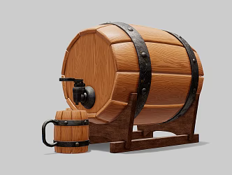 Wine cask glass 3d model