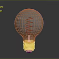 Transparent Light Bulb With Reflected Buildings Cityscape Red Elements And Golden Base