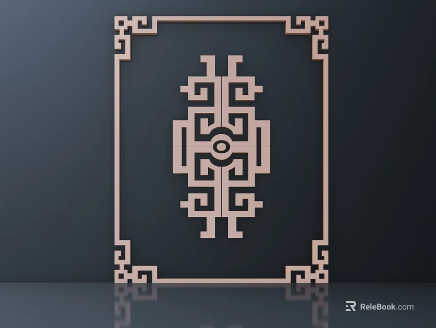 Intricate Geometric Carving Design With Decorative Frame On Dark Background 3d model 