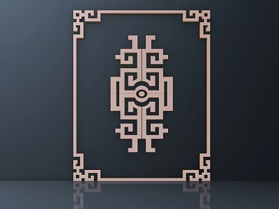 Intricate Geometric Carving Design With Decorative Frame On Dark Background 3d model