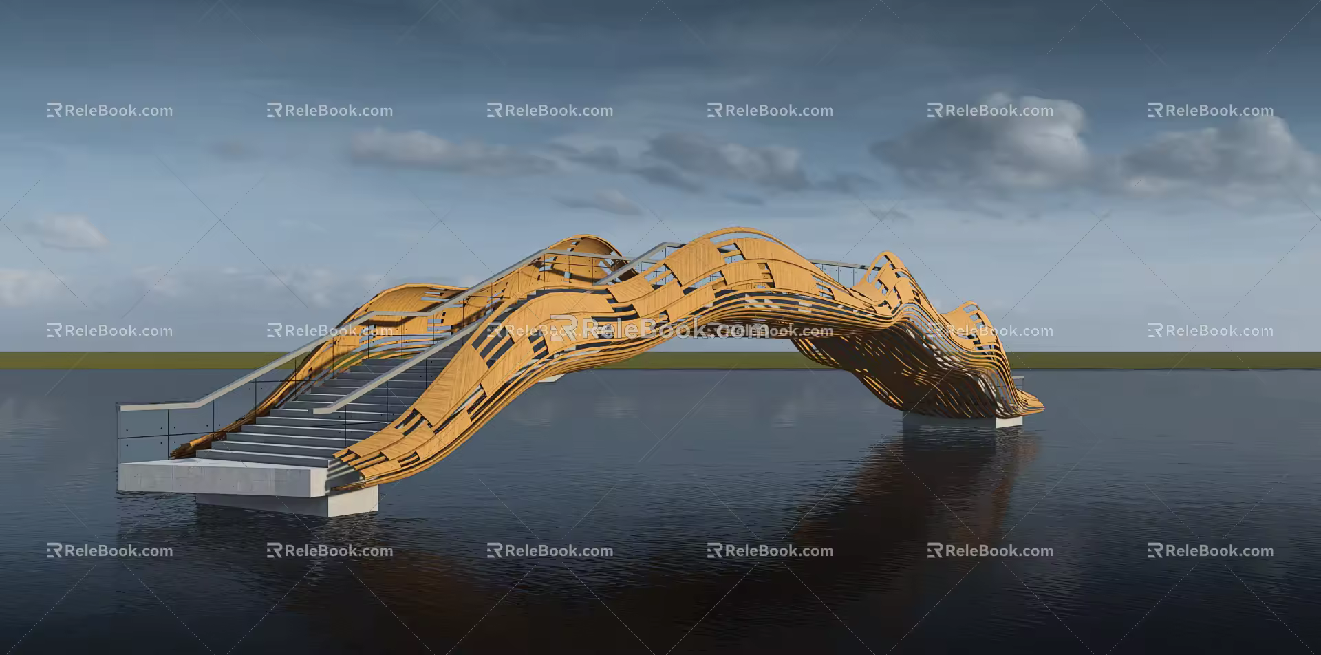 Modern Bridge Landscape Bridge 3d model