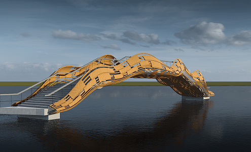 Modern Bridge Landscape Bridge 3d model