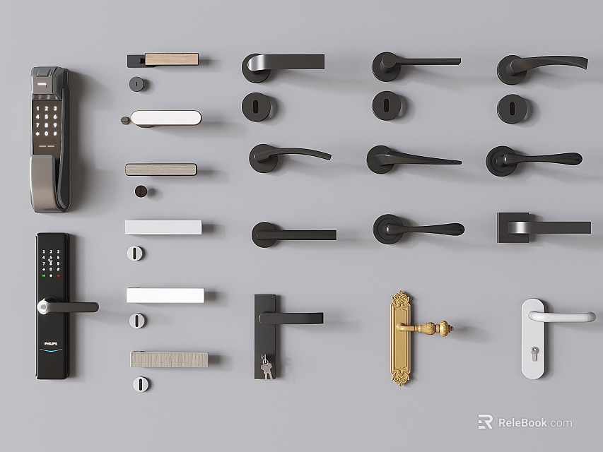 Modern Door Handles with Various Designs Smart Lock Options and Different Materials 3d model 