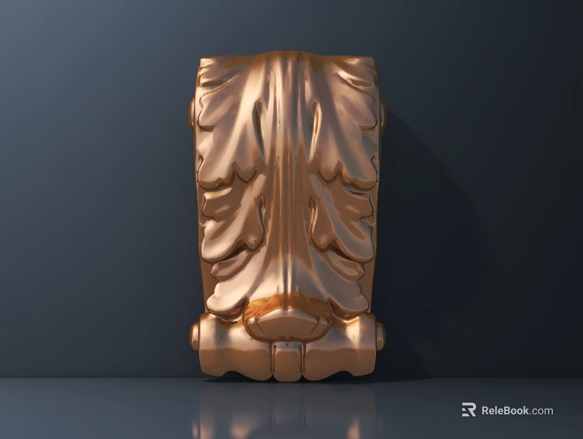 Golden Leaf Pattern Carved Decorative Ornament With Intricate Design And Shiny Surface 3d model 