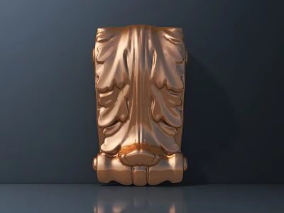 Golden Leaf Pattern Carved Decorative Ornament With Intricate Design And Shiny Surface 3d model