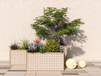 Modern Flower Box Plant Flower Box Green Plant Potted Plant Flower Box Plant Combination 3d model