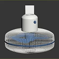 Modern Electric Fan With Blue Blades White Mesh Cover And Blue Base