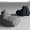 Comfortable Gray And Blue Velvet Bean Bag Chairs With Rounded Design For Living Room