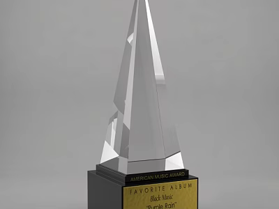 Crystal American Music Award Trophy For Favorite Album With Metallic Base Design 3d model