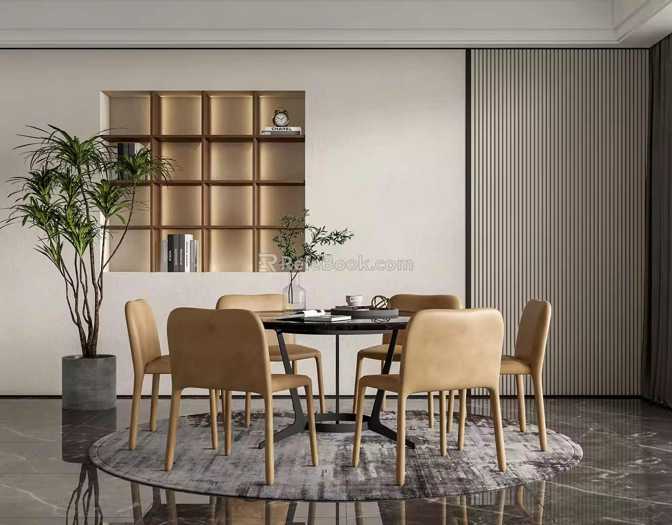 Modern Dining Table and Chair Combination Round Table and Chair Combination 3d model
