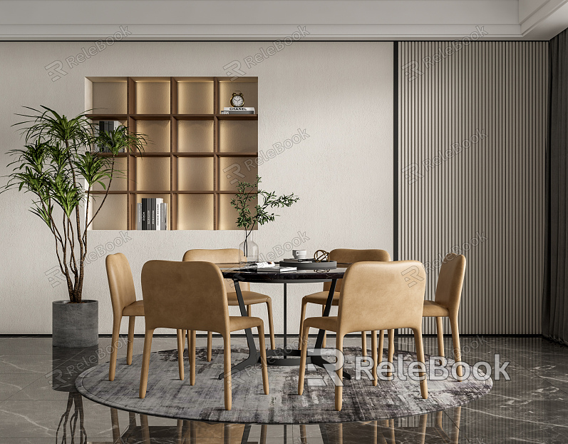 Modern Dining Table and Chair Combination Round Table and Chair Combination model